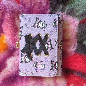 Sanrio Kuromi Purple Wallet with Black Lace-Up Detail